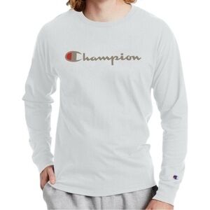 Champion Men's White Long Sleeve T Shirt Size Medium